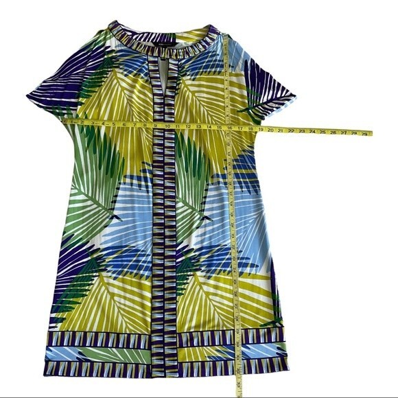 BCBGmaxazria Stretch Jersey Mini Dress Tropical Palm Print XS Travel Vacation - Picture 4 of 6
